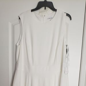 Calvin Klein, white scuba crepe with eyelet inset dress, Size 16W